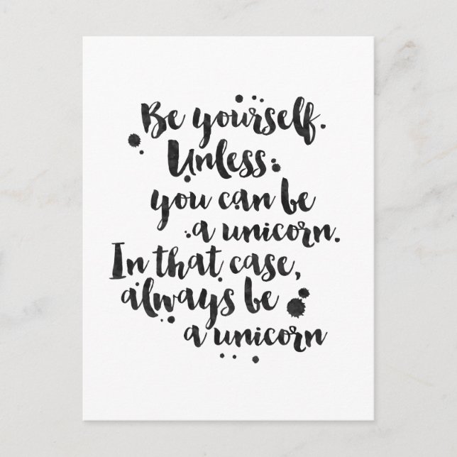Sei ein Einhorn - Inspirationskarte Postkarte (Vorderseite)