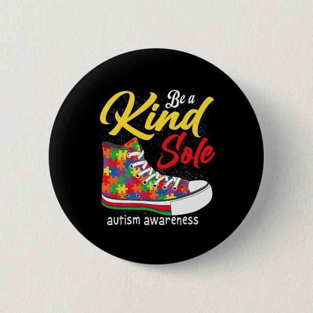 Sei eine freundliche Seele Autismus-Bewusstseinsmo Button (Vorderseite)