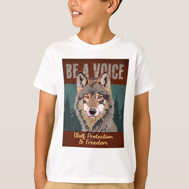 Sei eine Stimme - Wolf-Schutz und Freiheit T-Shirt (Vorderseite)