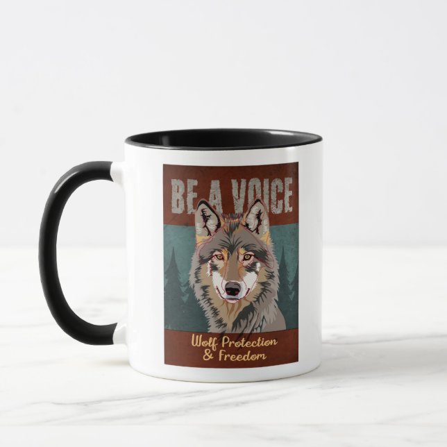 Sei eine Stimme - Wolf-Schutz und Freiheit Tasse (Links)