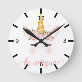 "Sei einzigartig" Einhorn-Uhr Runde Wanduhr