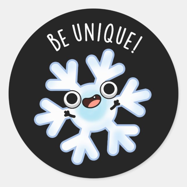 Sei einzigartig Funny Snowflake Puff Dark BG Runder Aufkleber (Vorderseite)