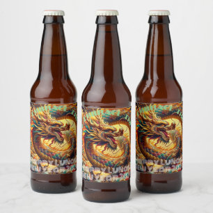"Sei erbittert. Nimm den Drachen in die Hand." Lun Bierflaschenetikett