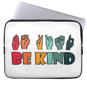 Sei freundlich ASL American Sign Language Laptopschutzhülle