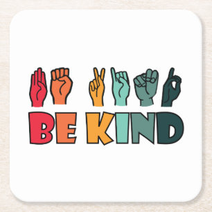 Sei freundlich ASL American Sign Language Rechteckiger Pappuntersetzer