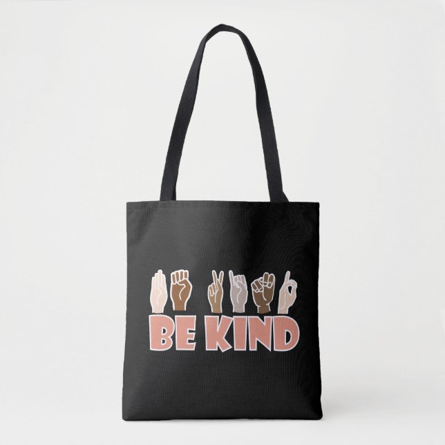 Sei freundlich ASL American Sign Language Tasche (Vorderseite)
