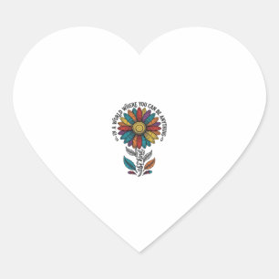 Sei freundlich Regenbogen-Blumen-Vintage-Stickerei Herz-Aufkleber