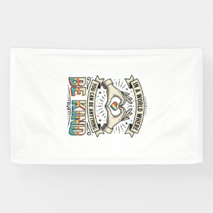 Sei freundlich Regenbogen Herz Hände Vintage-Shirt Banner