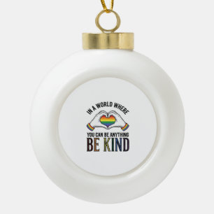 Sei Freundlich Regenbogen Herz Hände Vintage Vekto Keramik Kugel-Ornament