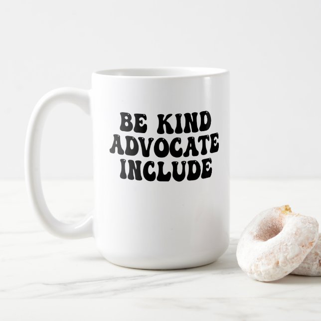 Sei freundlich, setze dich ein, integriere kaffeetasse (Mit Donut)