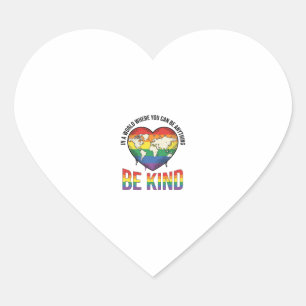 Sei freundlich Welt Herz Regenbogen Vektor T-Shirt Herz-Aufkleber
