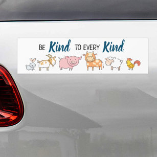 Sei freundlich zu allen Veganen niedlichen Tieren Autoaufkleber