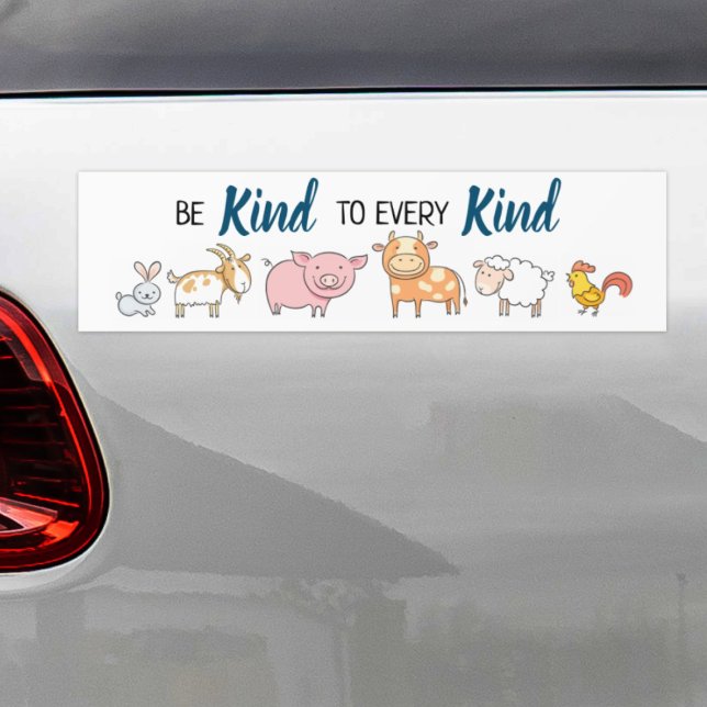 Sei freundlich zu allen Veganen niedlichen Tieren Autoaufkleber (Von Creator hochgeladen)