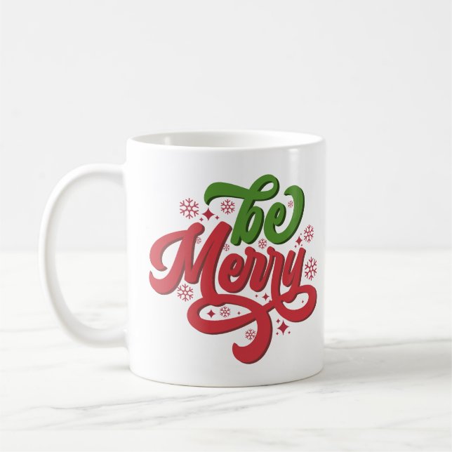 Sei froh Retro Groovy Weihnachtsfeiertage Kaffeetasse (Links)