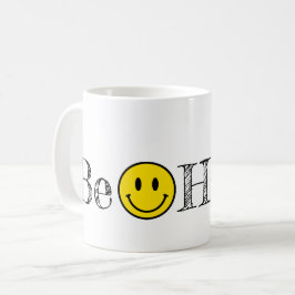 Sei froh Typografie Smile Face Emoji Kaffeemaschin Kaffeetasse