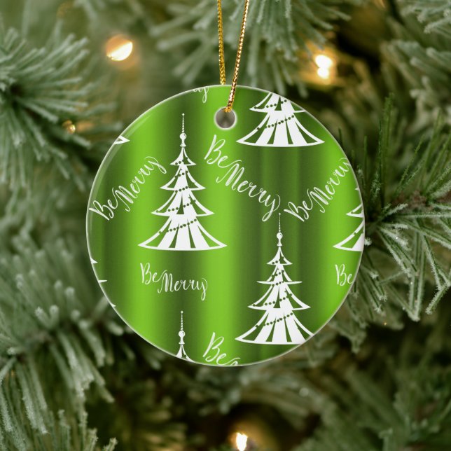 Sei frohe grüne Weihnachten Keramik Ornament (Baum)