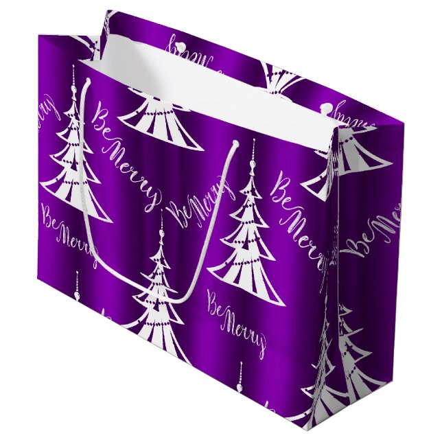 Sei frohe Lila Weihnachten Große Geschenktüte (Vorderseite Schrägansicht)