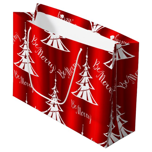 Sei frohe rote Weihnachten Große Geschenktüte (Vorderseite Schrägansicht)