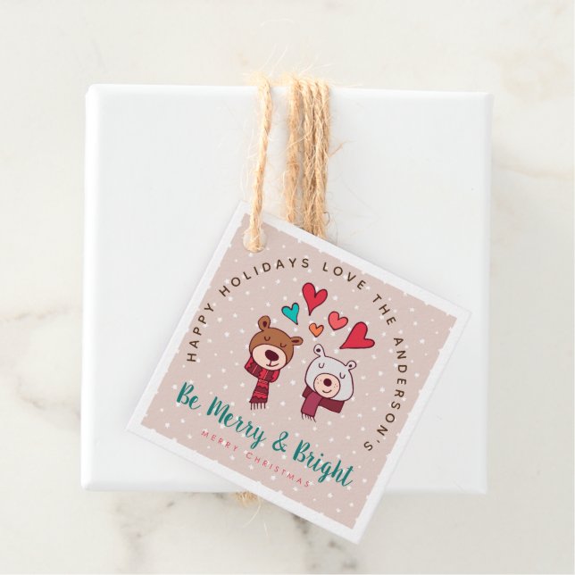 Sei fröhlich und hell Niedlicher Wild BEARS Winter Geschenkanhänger (Beispiel)