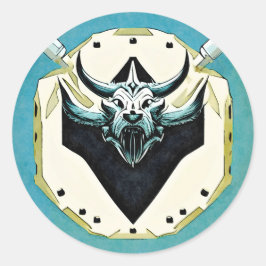 Sei furchtlos wie die Wikinger, mit Schild in der  Runder Aufkleber