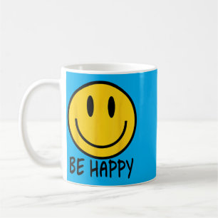 Sei glücklich 70er 80er Gelbes Smiley-Gesicht Glüc Kaffeetasse
