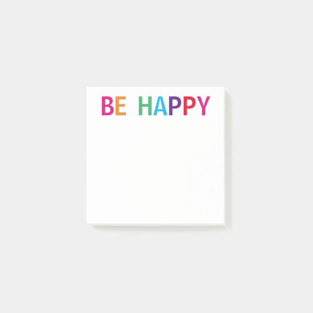 Sei glücklich, bunt, 3 x 3 post-it klebezettel (Vorderseite)
