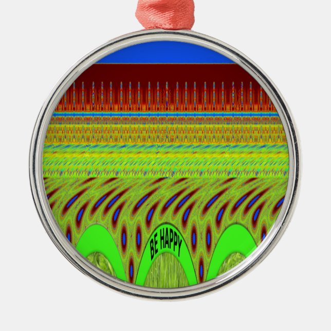 Sei glücklich bunt Polka Dot Motif Geschenk Silbernes Ornament (Vorne)