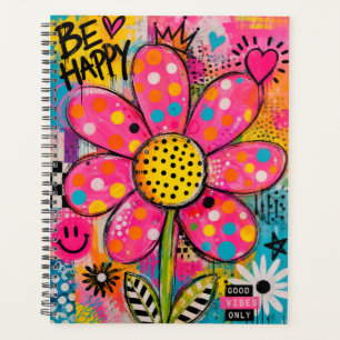 Sei Glücklich Bunte Blumen Pop Art Planer