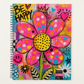 Sei Glücklich Bunte Blumen Pop Art Planer