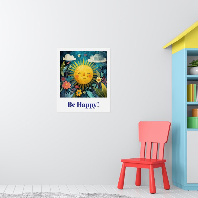 Sei glücklich! Lachende Sonne im Garten. Poster (Kinderzimmer 1)