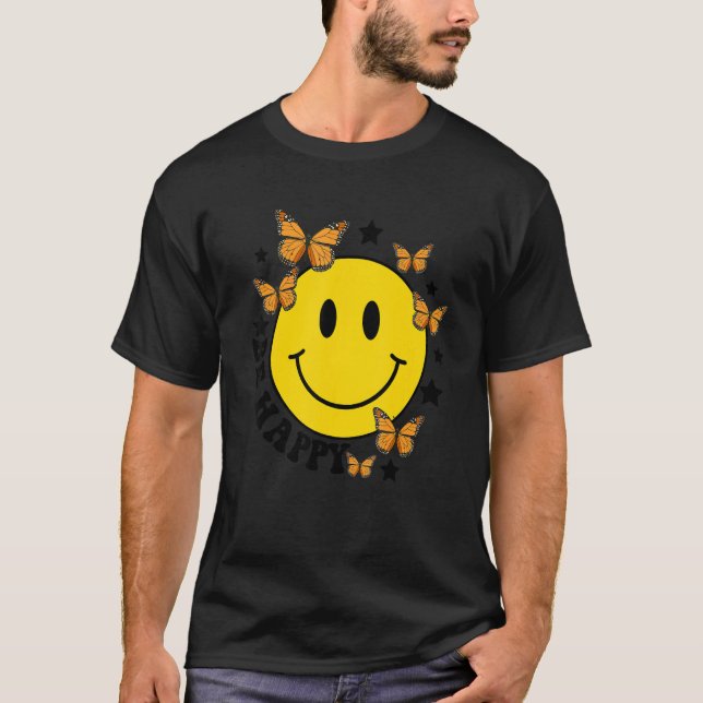 Sei glücklich Retro Lächeln Gesicht glücklichen Ge T-Shirt (Vorderseite)