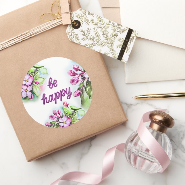 Sei glücklich runder aufkleber (Schenken)