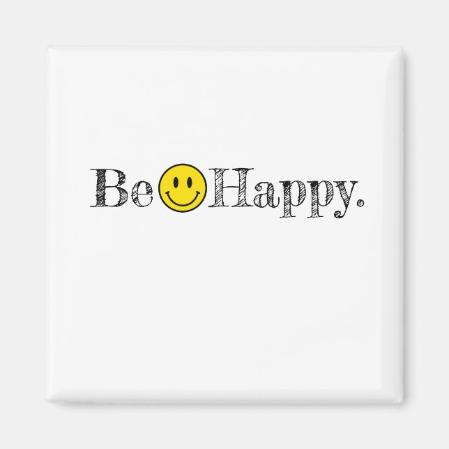 Sei glücklich Typografie lächeln Gesicht Emoji Fun Magnet (Vorne)