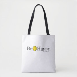 Sei glücklich Typografie lächeln Gesicht Emoji Fun Tasche