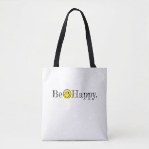 Sei glücklich Typografie lächeln Gesicht Emoji Fun Tasche