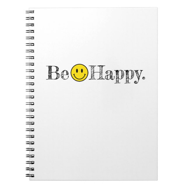 Sei glücklich Typografie lächeln Gesicht Emoji Notizblock (Vorderseite)