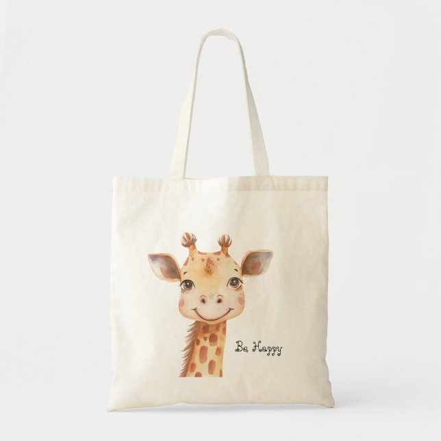 Sei glücklicher Giraffe Elefant Tragetasche (Vorne)