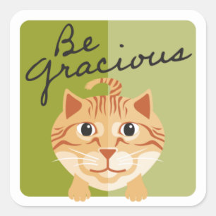 Sei gracious Niedlich Orange Kitty Cat Olive Green Quadratischer Aufkleber
