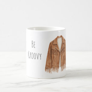 Sei groovy Fransen-Kunstlederjacke Kaffeetasse