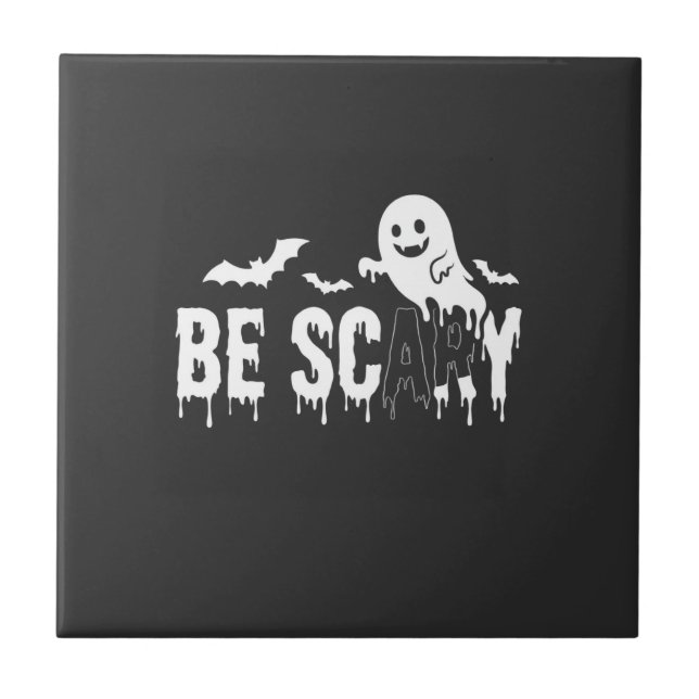 Sei Gruseliger Halloween-Geist Fledermaus Design_1 Fliese (Vorderseite)