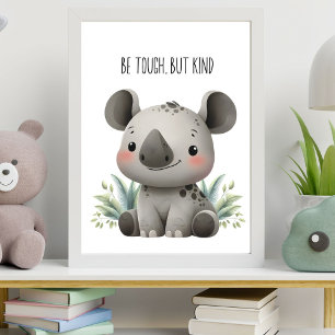 Sei hart, aber nett - Baby Rhino Kinderzimmer Wall Poster