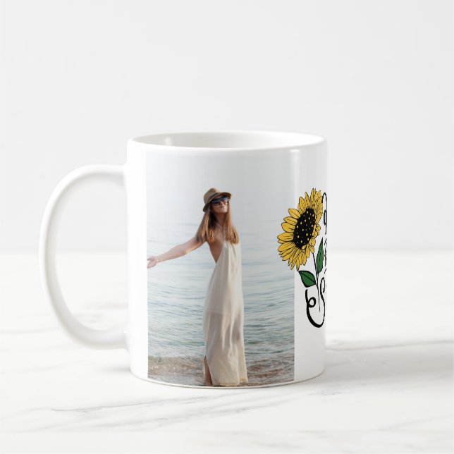 "Sei immer dein Sonnenschein" 2 Fotos nach Maß Kaffeetasse (Links)