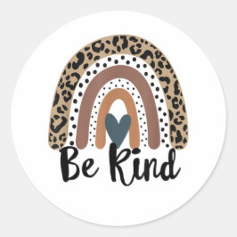 Sei Kind Leopard Rainbow Boho inspirierend Runder Aufkleber