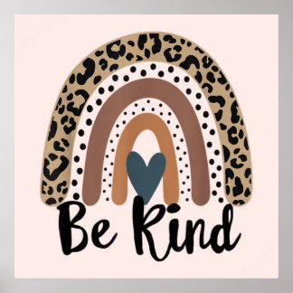 Sei Kind Leopard Rainbow Boho inspirierendes Rosa Poster