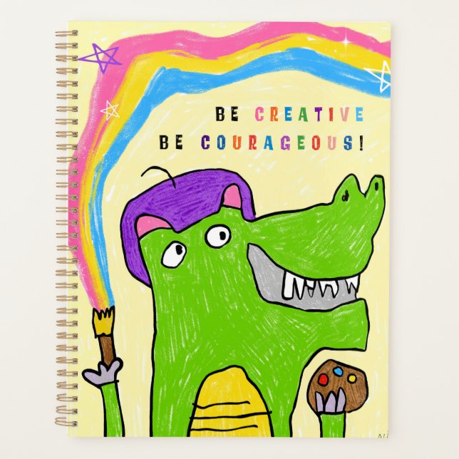 "Sei kreativ!" Dragon Rainbow Planner Planer (Vorderseite)