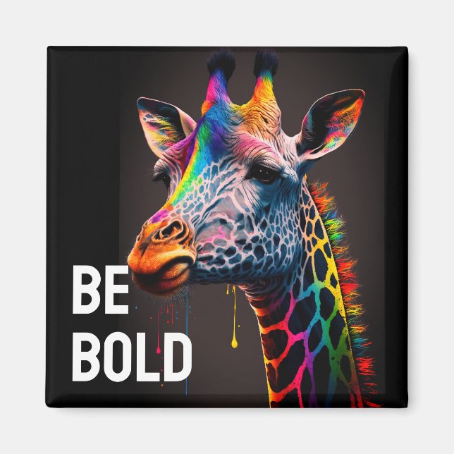 Sei kühl farbenfrohe Regenbogen Giraffe Niedlich Z Magnet (Vorne)