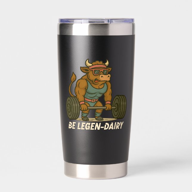 Sei Legen-Dairy – Lustiger Bulle Deadlift Fitnesss Thermobecher (Vorderseite)
