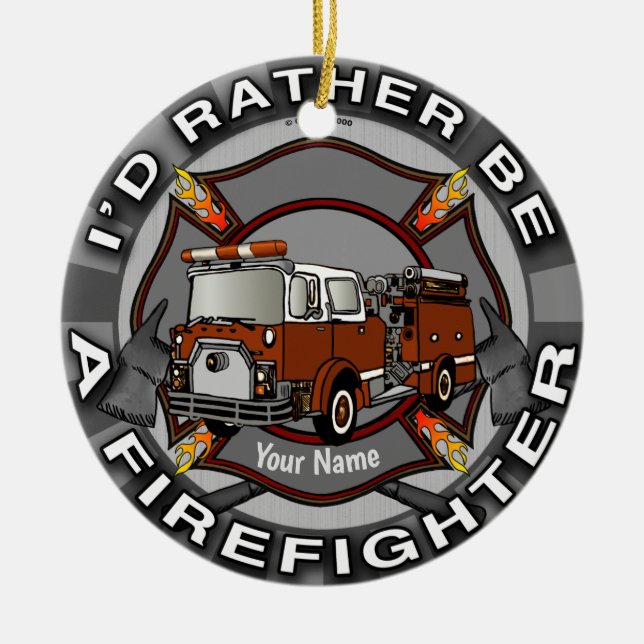 Sei lieber ein Feuerwehrschmuck Keramik Ornament (Vorne)