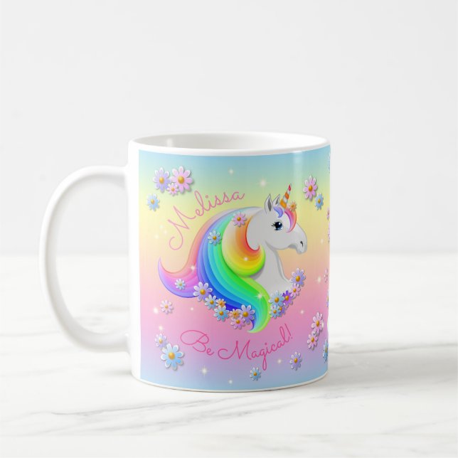 Sei magischer Regenbogen Einhorn Prinzessin Sparkl Kaffeetasse (Links)
