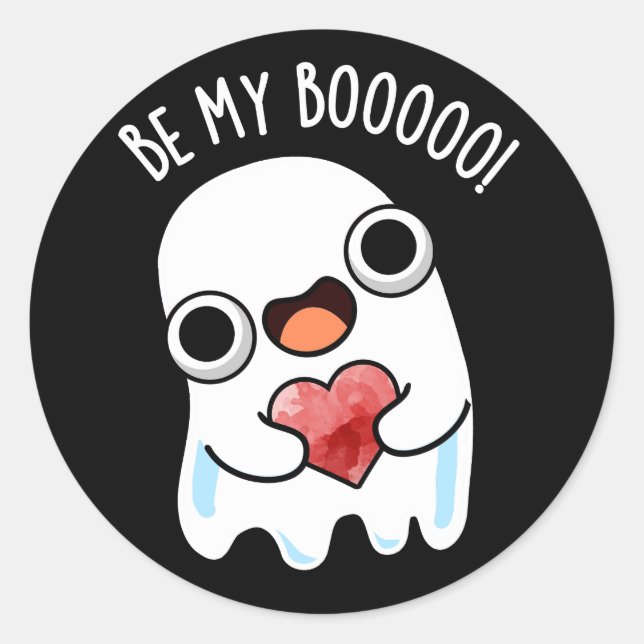 Sei mein Boo Funny Ghost Pun Dark BG Runder Aufkleber (Vorderseite)